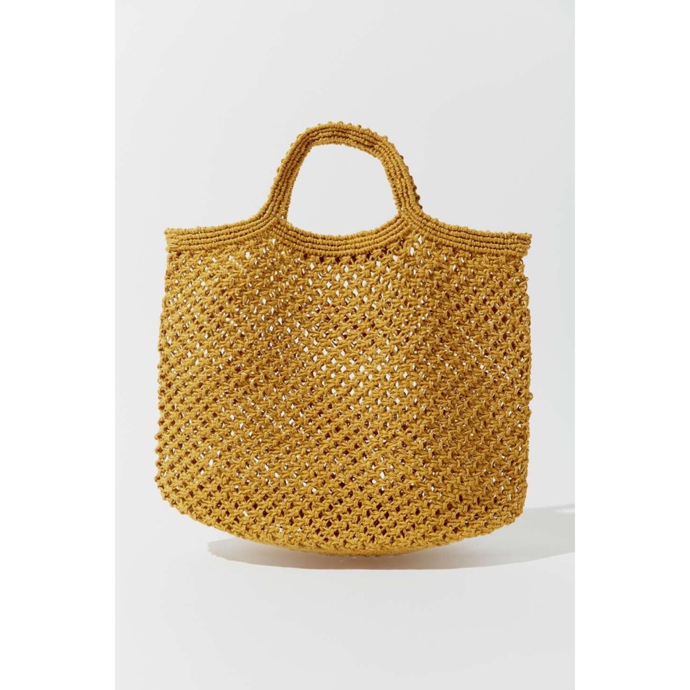 UO woven burlap tote mustard bag